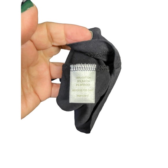 Garnet Hill Small Piazza Black Jersey Knit Dress Front Ruffle Ruched Side - Picture 5 of 10